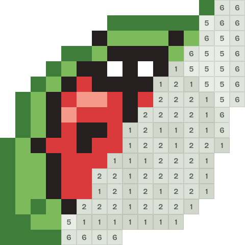 Ladybird on a leaf, partly coloured, with numbered squares still to fill
