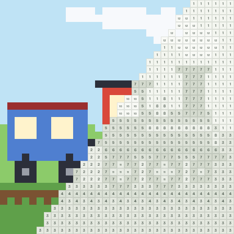 Little steam train, partly coloured, with numbered squares still to fill