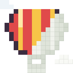 Hot-air balloon, partly coloured