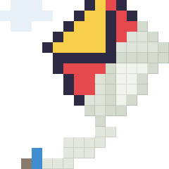Kite on the wind, partly coloured