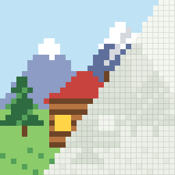 Mountain cabin, partly coloured
