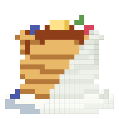 Pancake stack, partly coloured