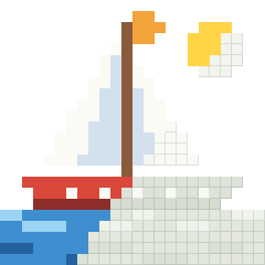 Little sailboat, partly coloured