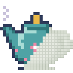 Teal teapot, partly coloured