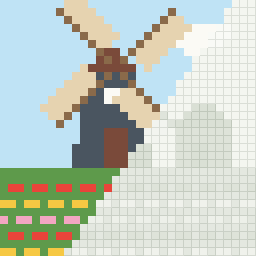 Windmill, partly coloured